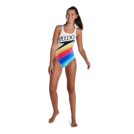 Speedo Badpak Dames Retro Digital Placement Medalist Wit & Multi 812199G072