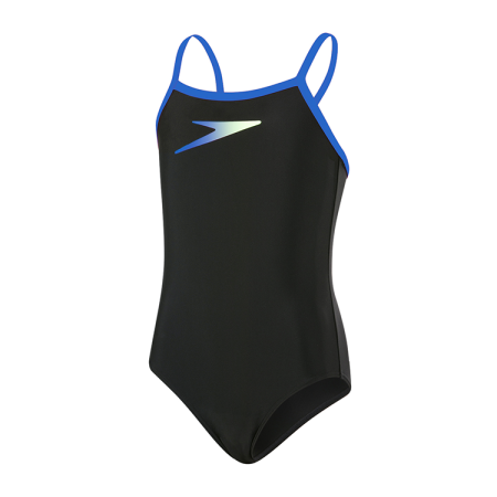 Speedo Meisjesbadpak Endurance 10 Boom Placement Thinstrap Muscleback Zwart & Blauw 809533D241