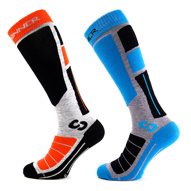 Sinner skisokken oranje en blauw duo pack