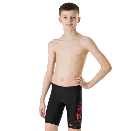 Speedo Endurance10 EchoShatter Panel Jongens Jammer Zwart & Rood