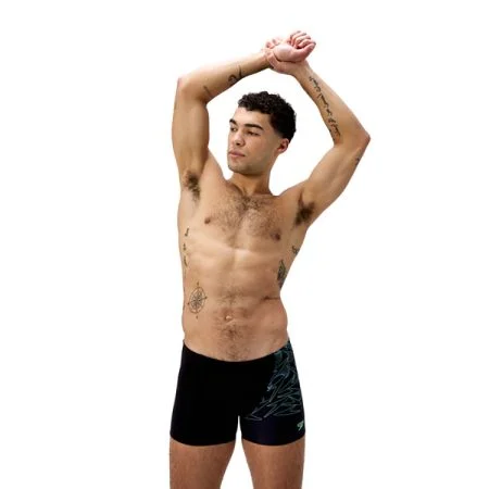 Speedo Aquashort Heren Allover Digi V-Cut – Zwart & Multi