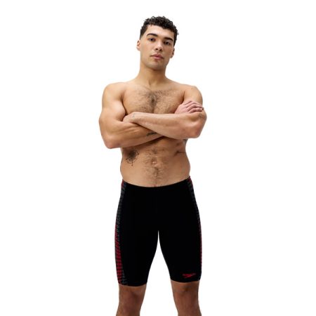 Speedo Jammer Heren Tech Panel Zwart & Rood