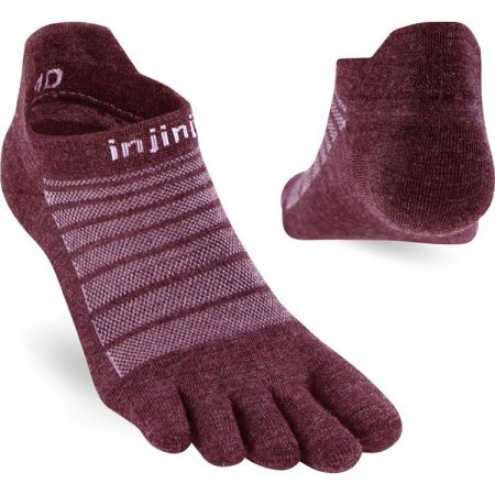 Injinji Run Lightweight No-Show Wool Garnet Teensokken