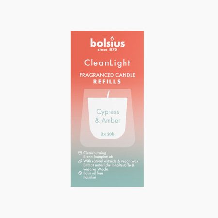 Bolsius Clean Light navulling 2 pack Cypress & Amber